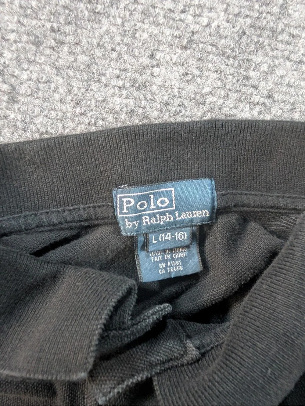 Polo by Ralph Lauren Black Cotton Polo Shirt Boys Large 14 16
